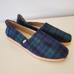 TOMS Alpargata Classic Venice Collection Blue Green Plaid Loafer Size 9.5